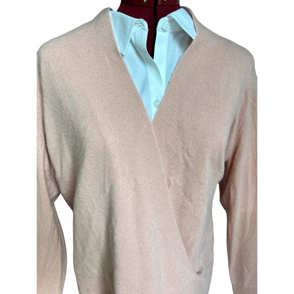 Sundance Women’s Size Large‎ 100% Cashmere Pink Faux Wrap Sweater - Picture 4 of 5